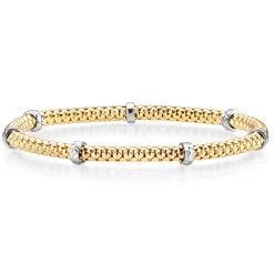 4mm Himbeer-Armband mit Rollo elastisch 585 Gold Gelbgold Weißgold stretch