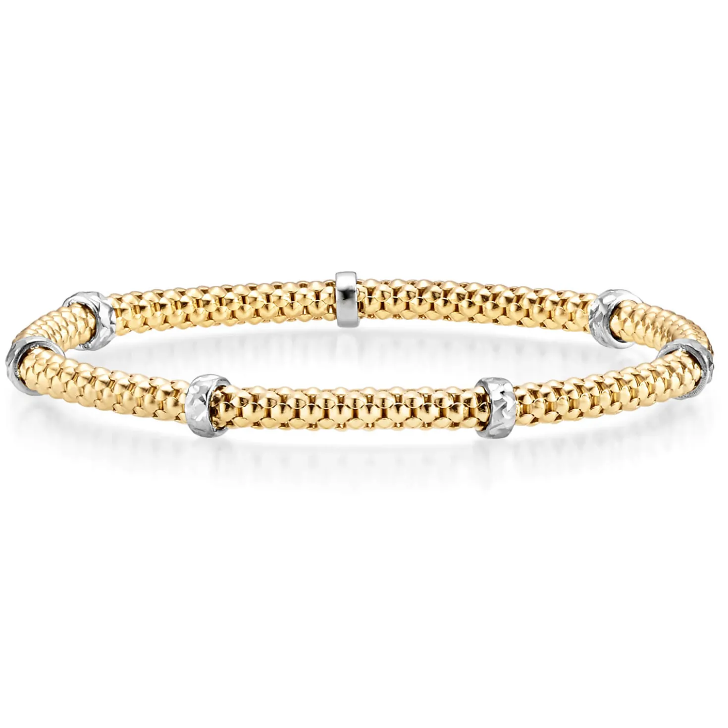 4mm Himbeer-Armband mit Rollo elastisch 585 Gold Gelbgold Weißgold stretch