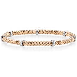 4mm Himbeer-Armband mit Rollo elastisch 585 Gold Weißgold Rotgold stretch