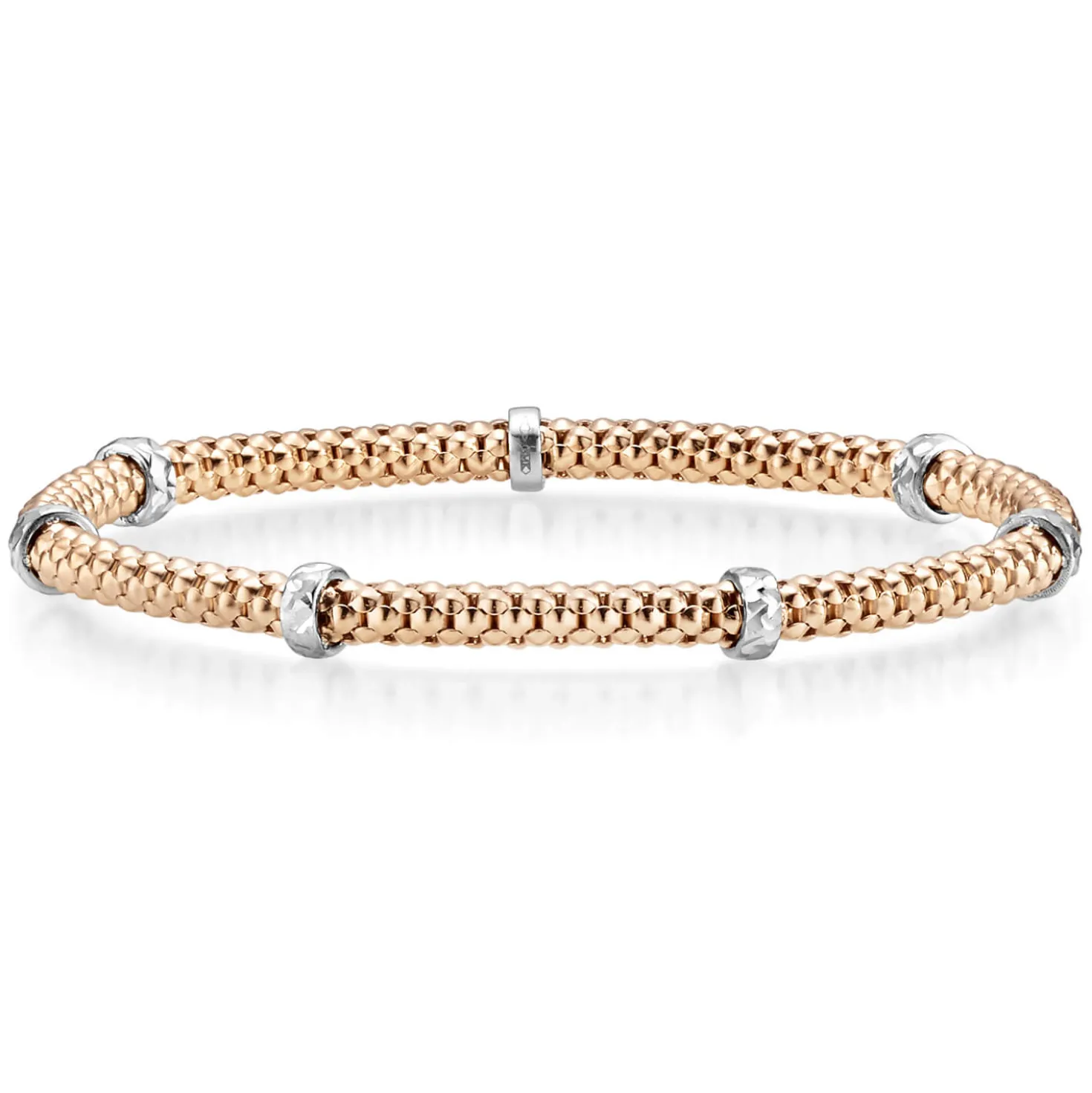 4mm Himbeer-Armband mit Rollo elastisch 585 Gold Weißgold Rotgold stretch