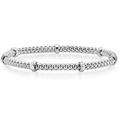 4mm Himbeer-Armband mit Rollo elastisch 585 Gold Weißgold stretch