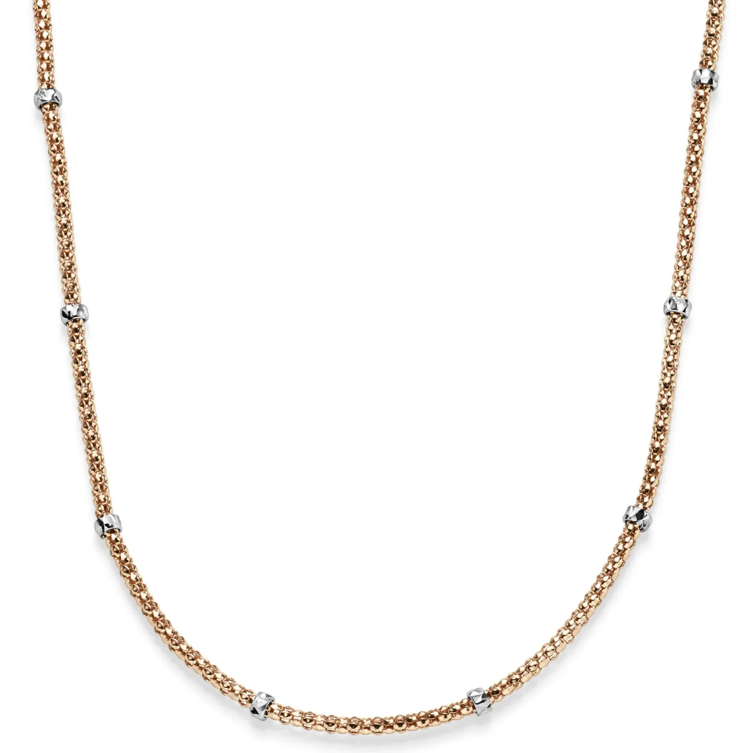 1,5mm Himbeer Collier Halskette aus 750 Rotgold mit Rollos aus 750 Weißgold 45cm