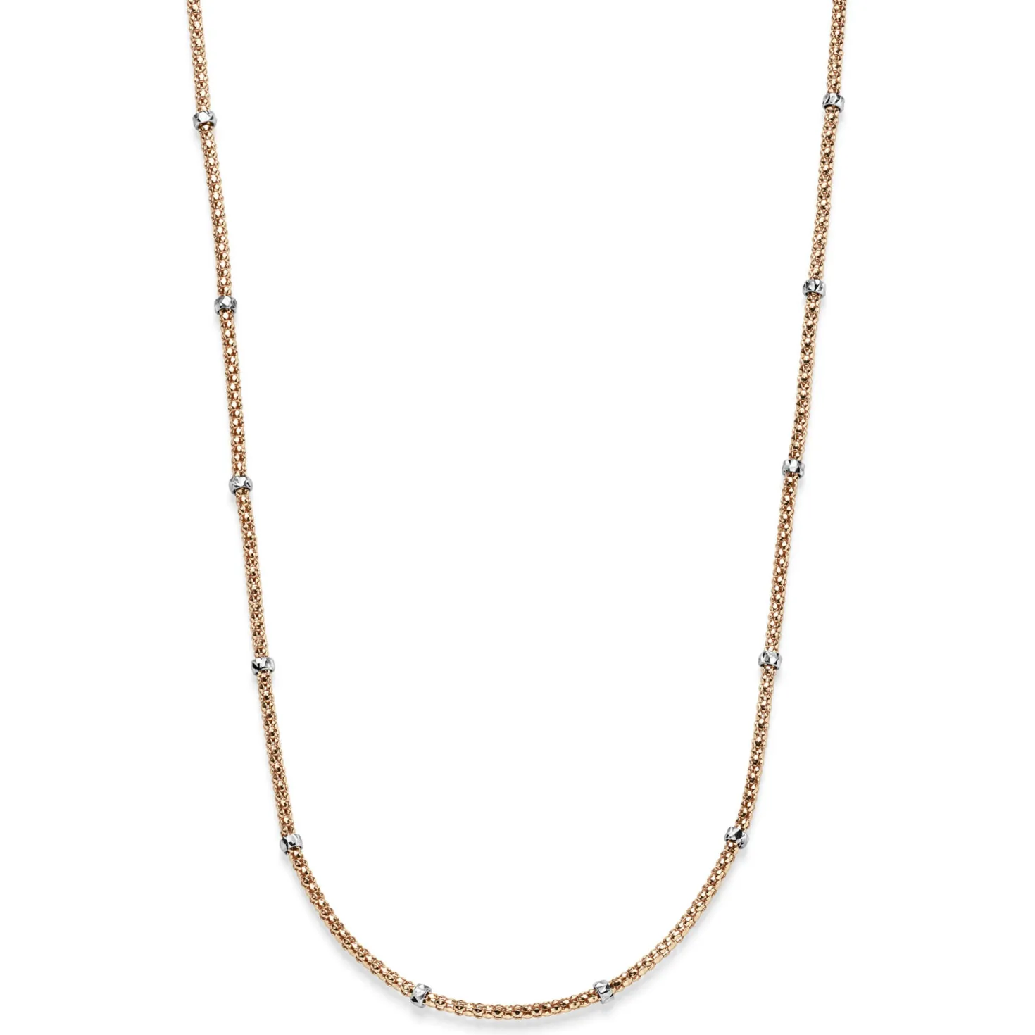 1,5mm Himbeer Collier Halskette aus 750 Rotgold mit Rollos aus 750 Weißgold 42cm