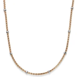 1,5mm Himbeer Collier Halskette aus 750 Rotgold mit Rollos aus 750 Weißgold 42cm