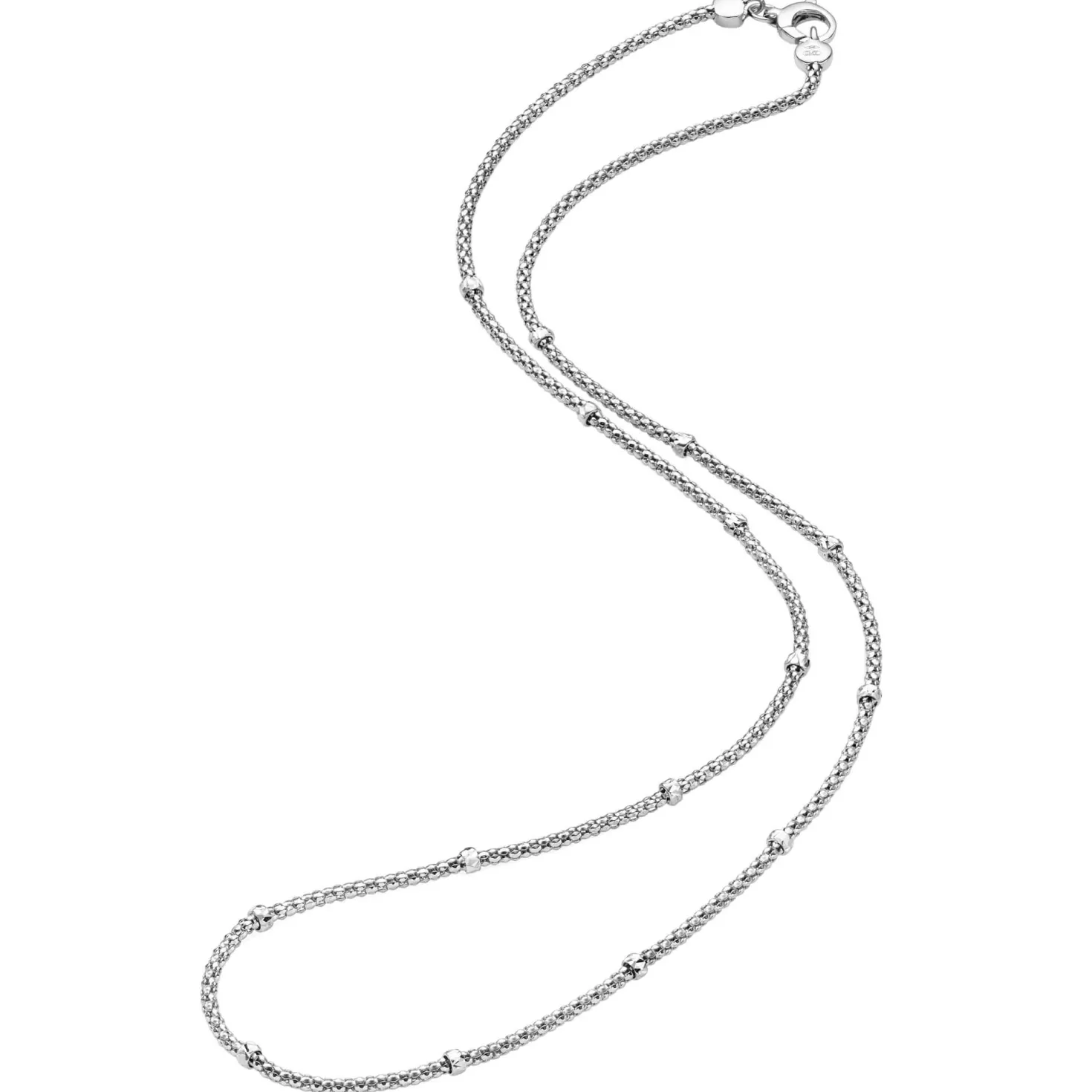 1,5mm Himbeer Collier Halskette mit Rollos Halsschmuck aus 750 Weißgold 42cm