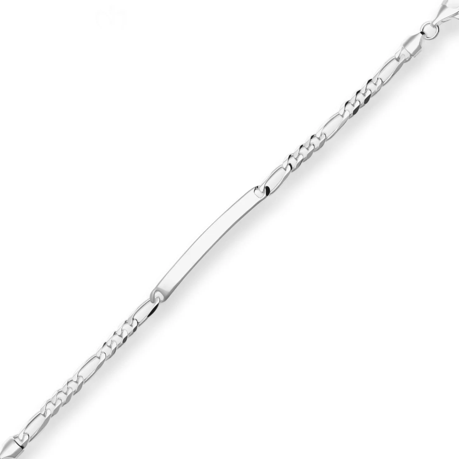 5,5mm Id-Armband Figarokette diamantiert Armschmuck aus 925 Silber 19cm