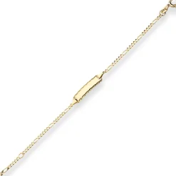 1,9mm Id-Armband Figarokette diamantiert aus 585 Gold Gelbgold 14cm