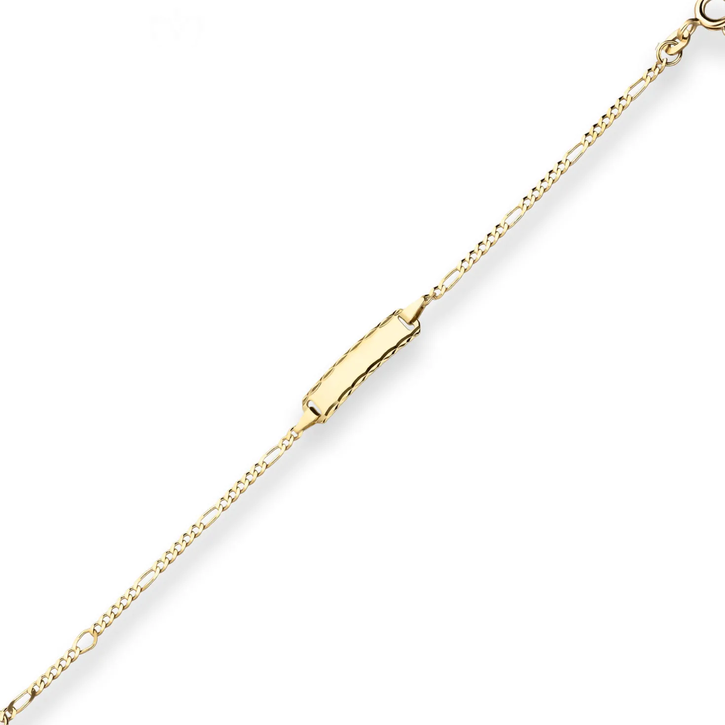 1,9mm Id-Armband Figarokette diamantiert aus 585 Gold Gelbgold 14cm