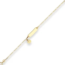 1,5mm Id-Armband Figarokette diamantiert Engel aus 333 Gold Gelbgold 14cm