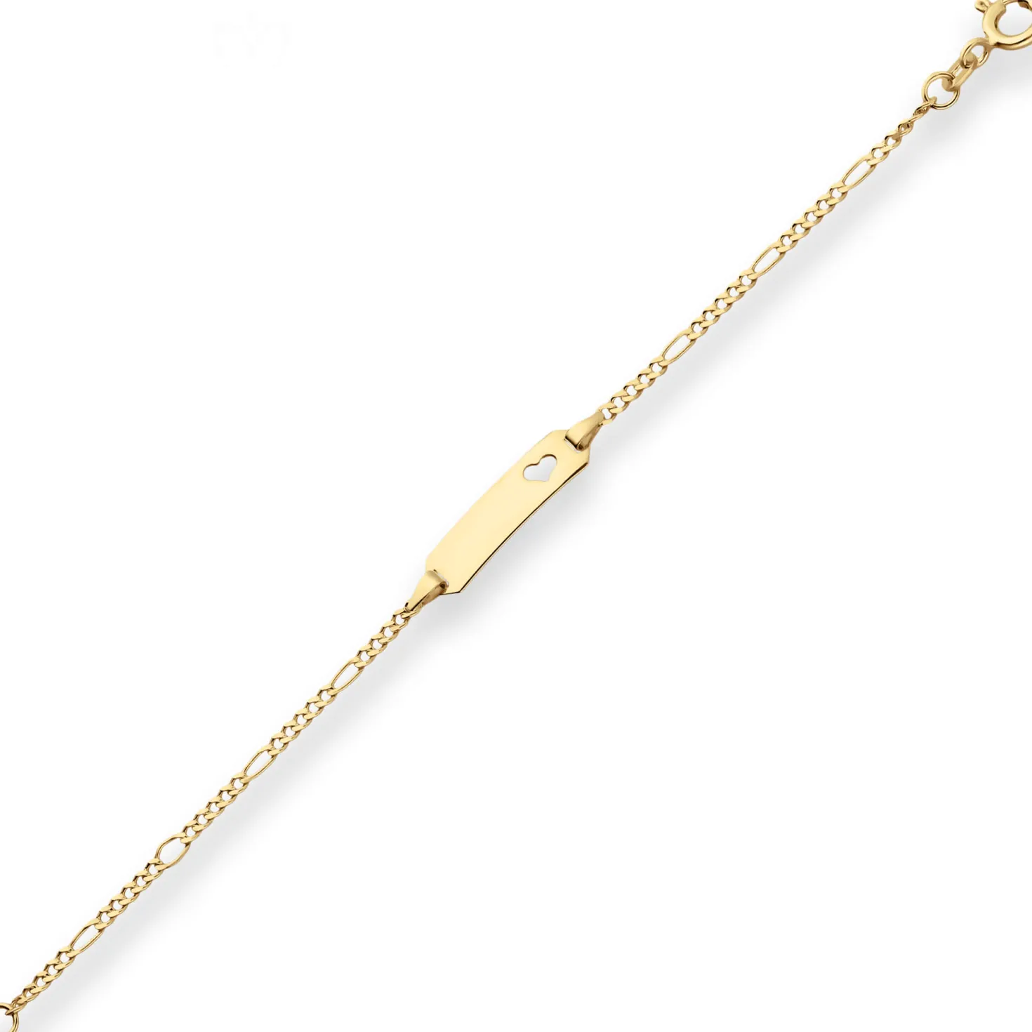 1,9mm Id-Armband Figarokette diamantiert Herz aus 585 Gold Gelbgold 11cm