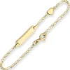 1,8mm Id-Armband Figarokette diamantiert Herz aus 585 Gold Gelbgold 14cm