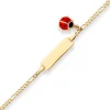 1,9mm Id-Armband Figarokette diamantiert Marienkäfer aus 375 Gold Gelbgold 14cm