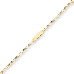2,8mm Id-Armband Figarokette diamantiert Schildband aus 750 Gold Gelbgold 14cm