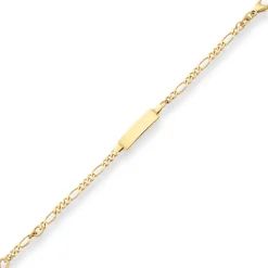 2,8mm Id-Armband Figarokette diamantiert Schildband aus 750 Gold Gelbgold 14cm