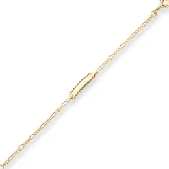 2,1mm Id-Armband Figarokette diamantiert Schildband aus 585 Gold Gelbgold 14cm