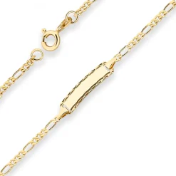 2,1mm Id-Armband Figarokette diamantiert Schildband aus 585 Gold Gelbgold 14cm