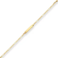 2,9mm Id-Armband Figarokette diamantiert Schildband aus 333 Gold Gelbgold 16cm