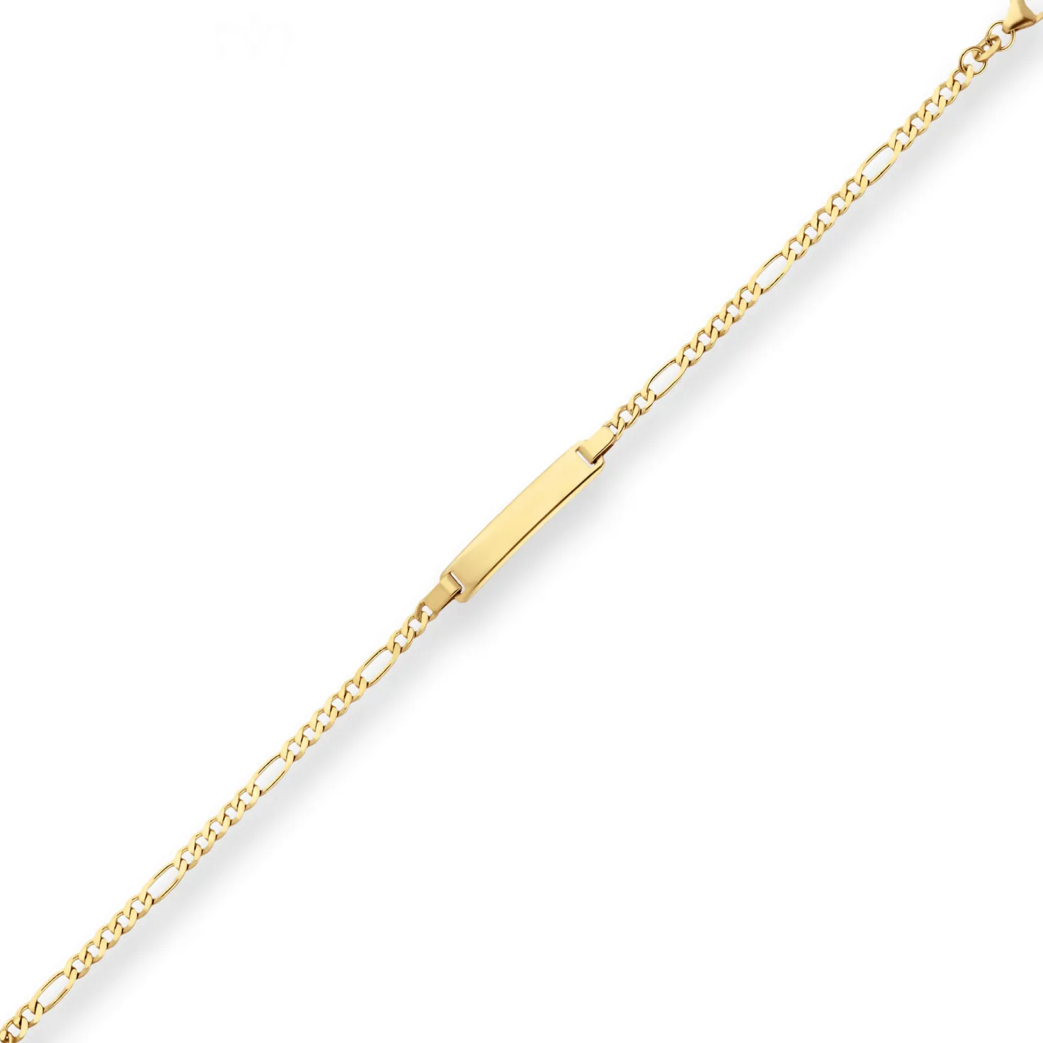 2,9mm Id-Armband Figarokette diamantiert Schildband aus 333 Gold Gelbgold 16cm