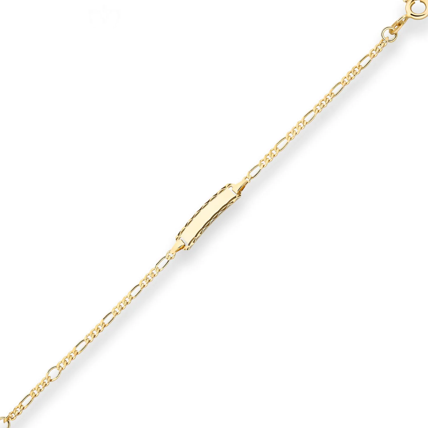 2,1mm Id-Armband Figarokette diamantiert Schildband aus 333 Gold Gelbgold 14cm