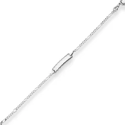 1,9mm Id-Armband Figarokette diamantiert Schildband 925 Silber rhodiniert 16cm