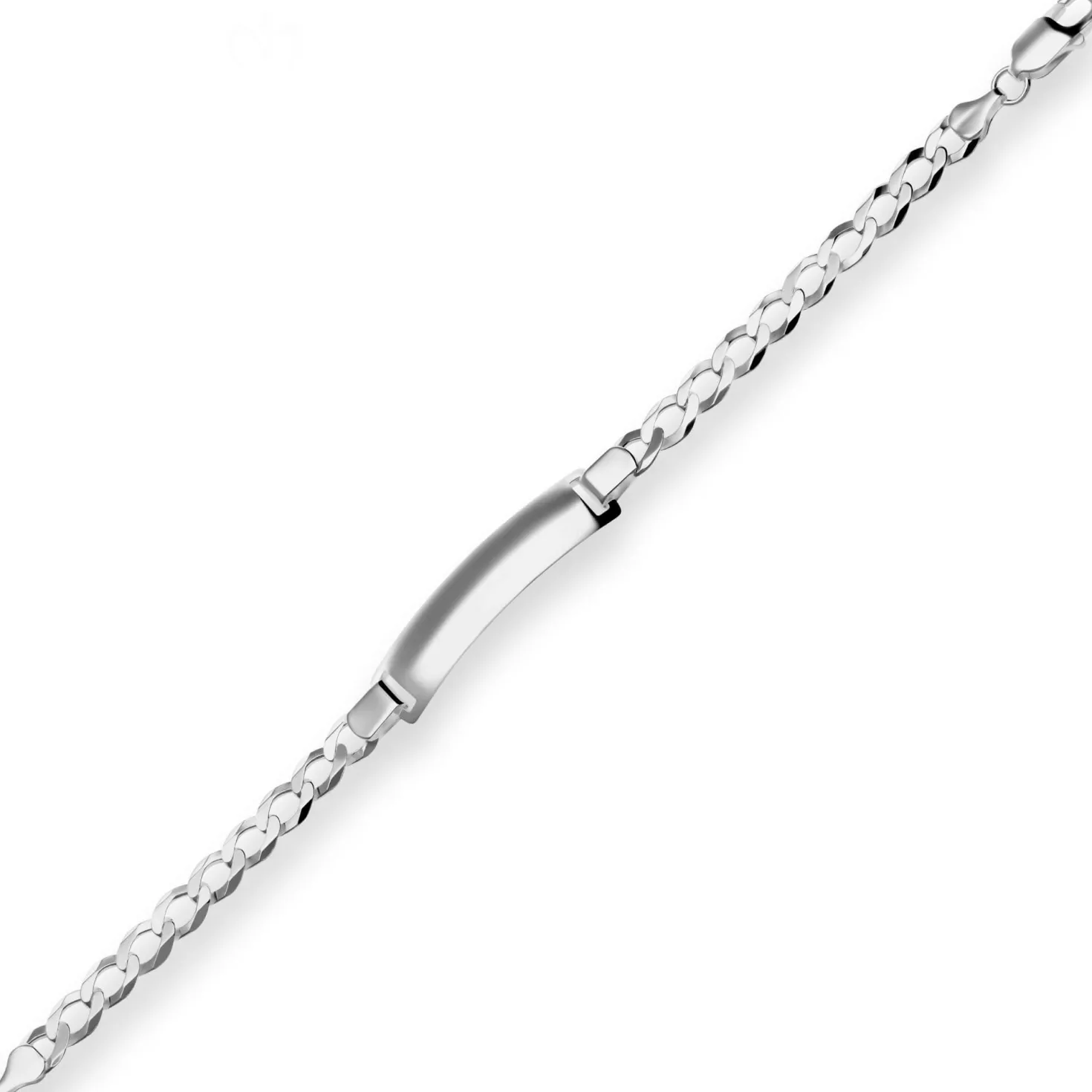 7,6mm Id-Armband Panzerkette Armschmuck aus 925 Silber rhodiniert 21cm