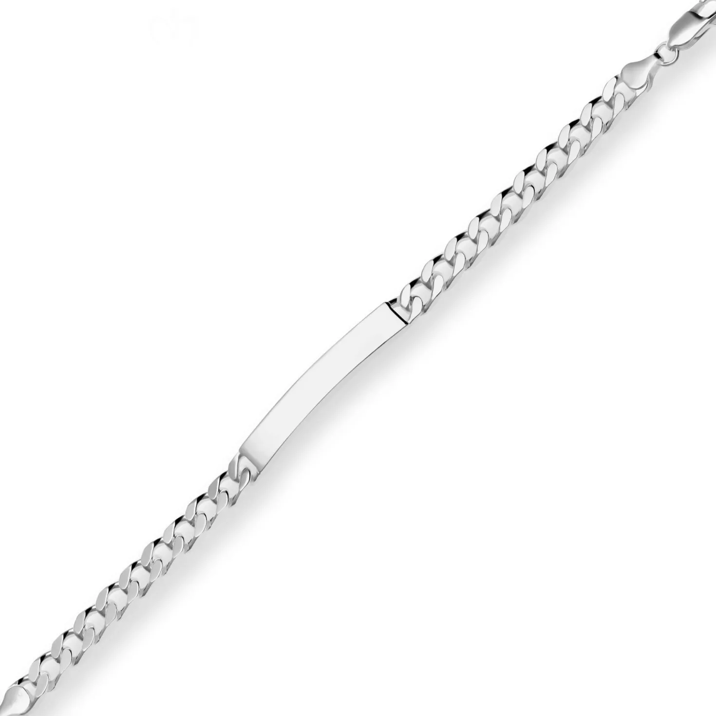 6,5mm Id-Armband Panzerkette Armschmuck aus 925 Silber rhodiniert 21cm
