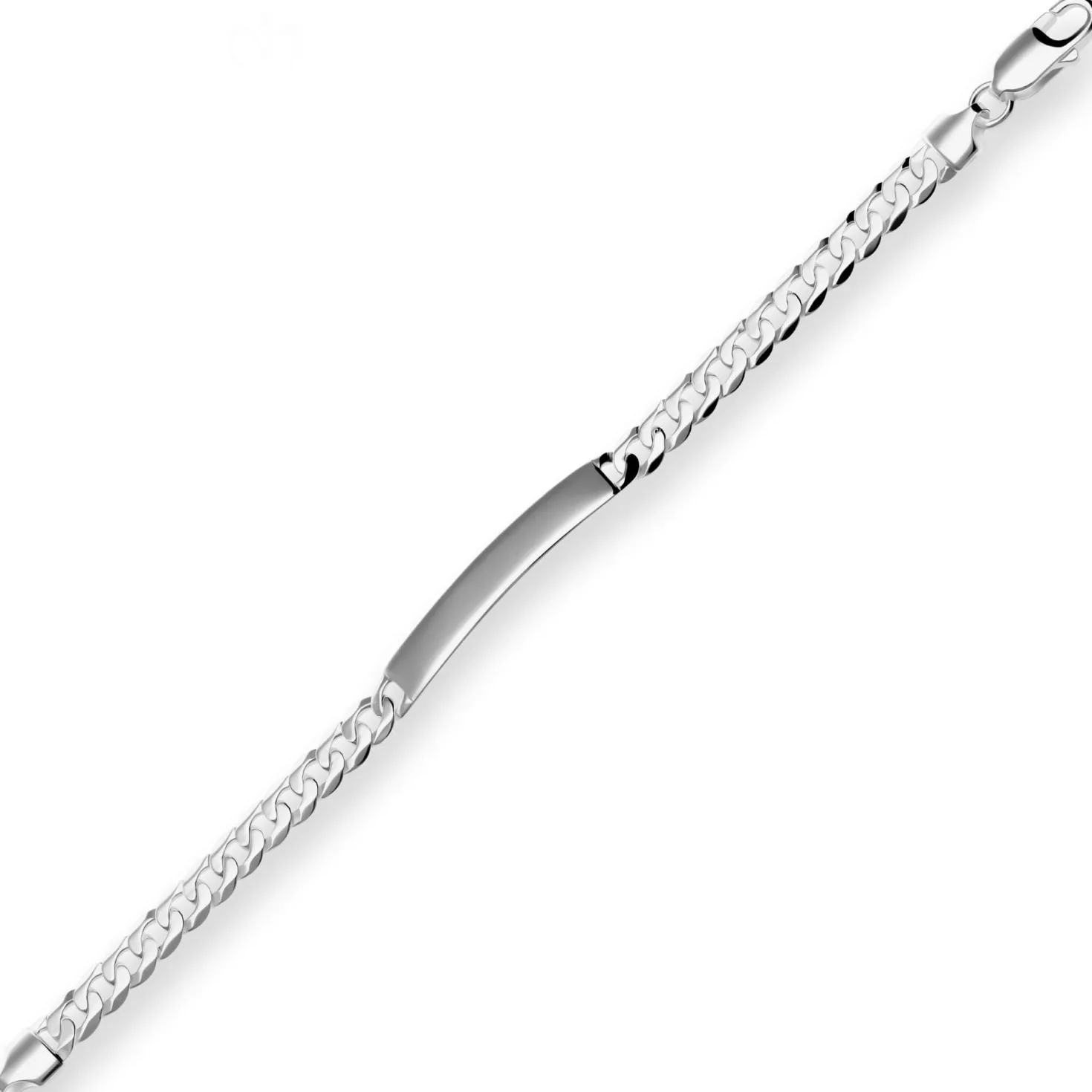 6,5mm Id-Armband Panzerkette Armschmuck aus 925 Silber rhodiniert 20cm