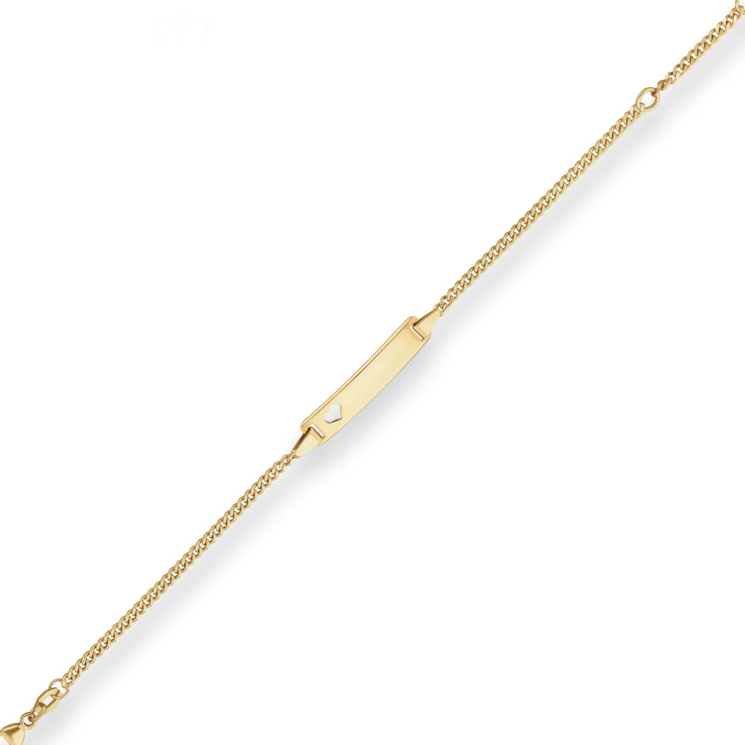 2,1mm Id-Armband Panzerkette Herz Armschmuck aus 750 Gold Gelbgold 16cm