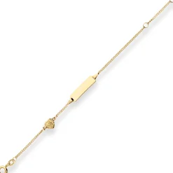 1,4mm Id-Armband Panzerkette Herz mit Engel aus 375 Gold Gelbgold 14cm