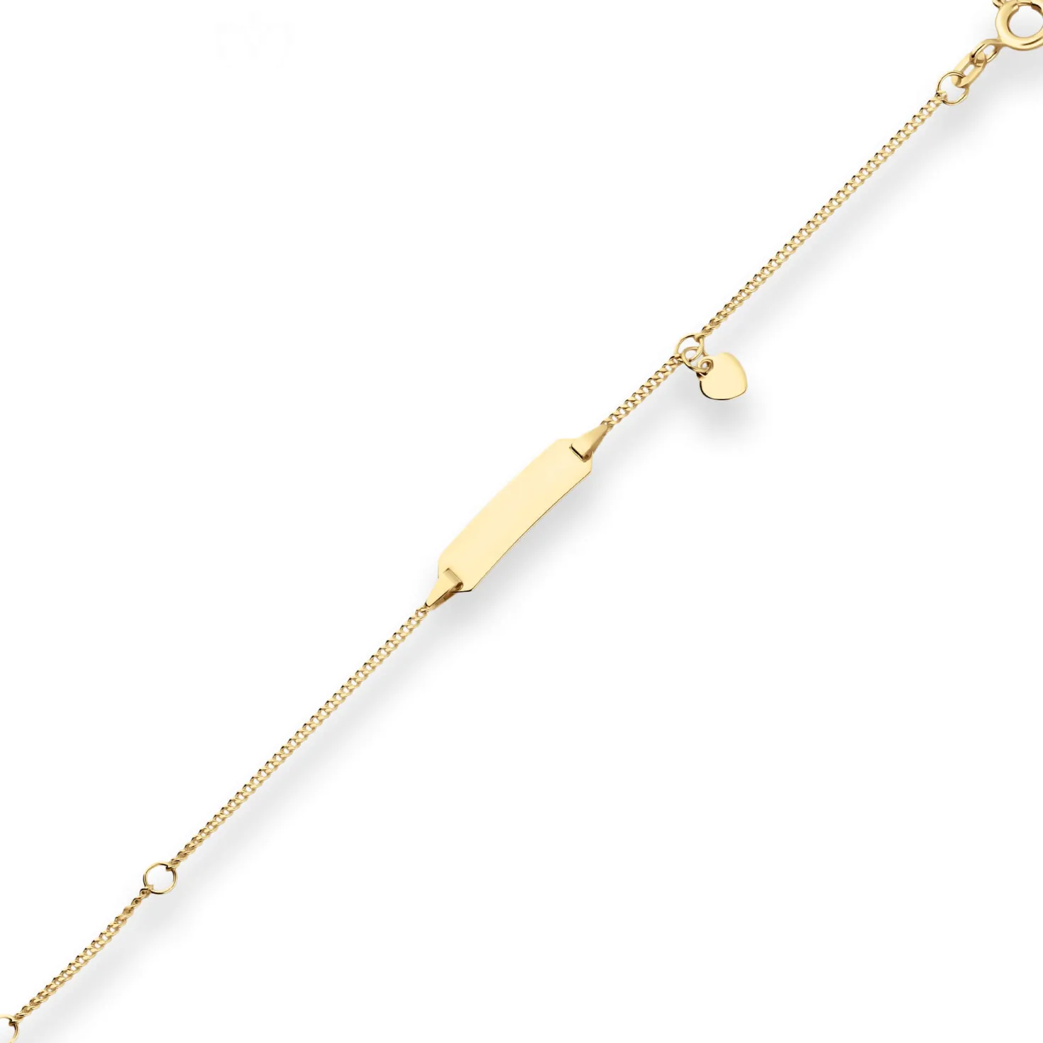 1,4mm Id-Armband Panzerkette mit Herz Armschmuck aus 375 Gold Gelbgold 14cm