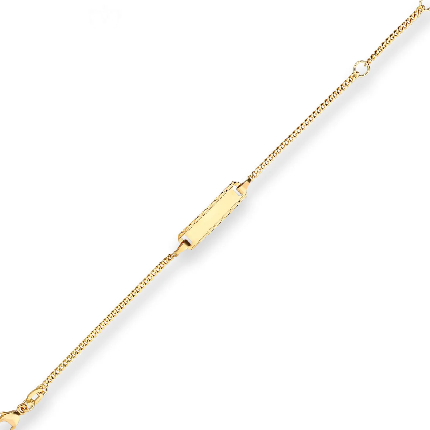 1,7mm Id-Armband Panzerkette Schildband Armschmuck aus 750 Gold Gelbgold 14cm