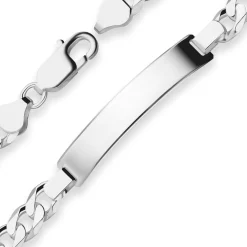 7,5mm Id-Armband Panzerkette Schildband Armschmuck aus 925 Silber 21cm