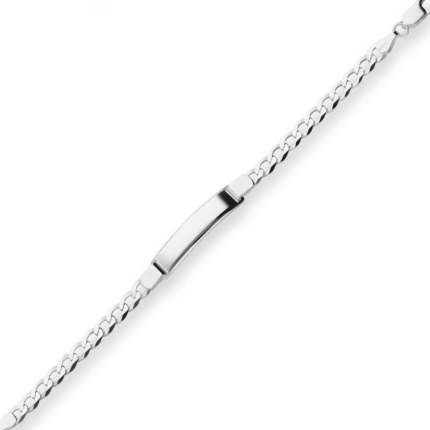 6mm Id-Armband Panzerkette Schildband Armschmuck aus 925 Silber 19cm