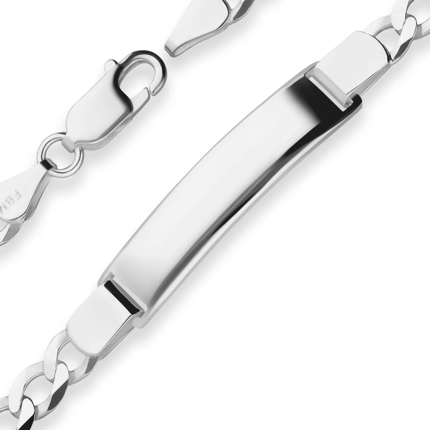 6mm Id-Armband Panzerkette Schildband Armschmuck aus 925 Silber 19cm