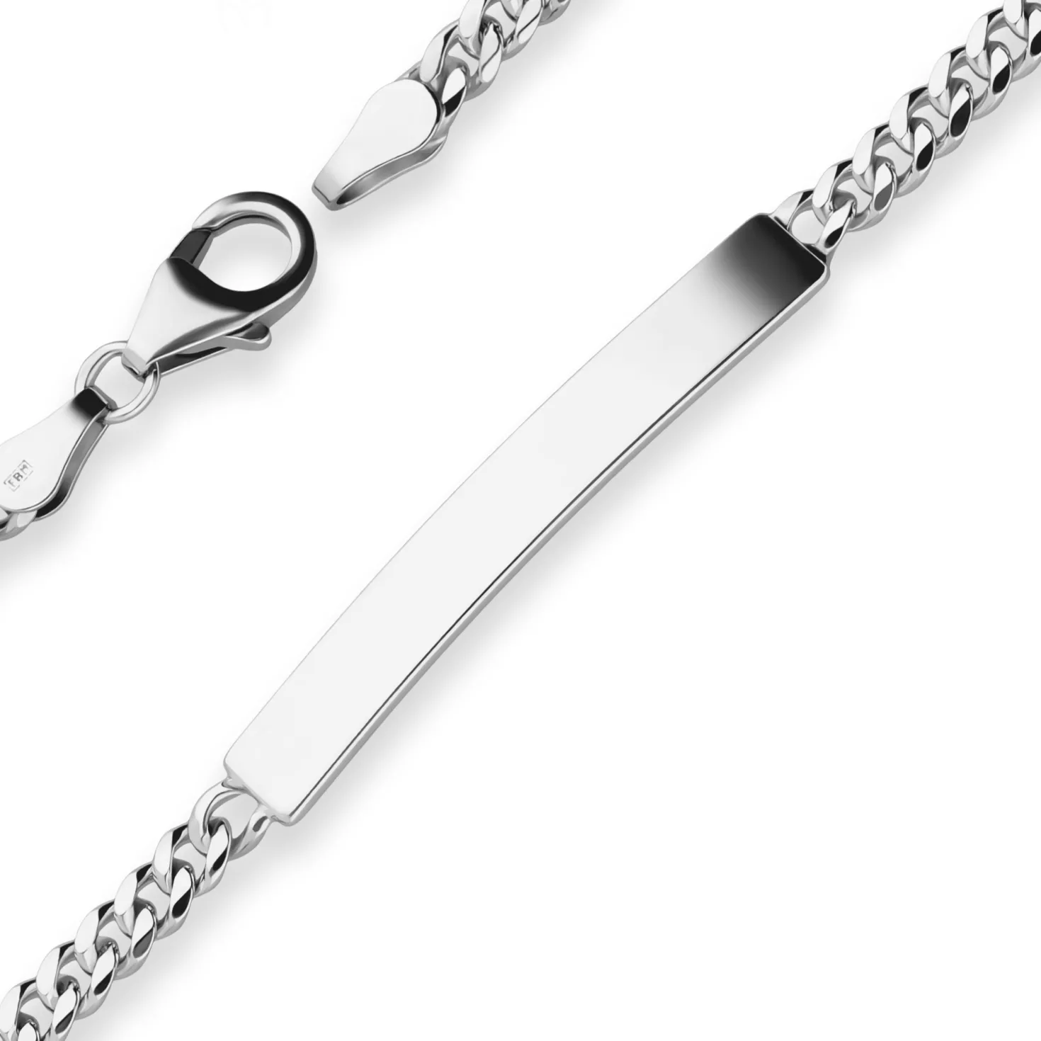3,8mm Id-Armband Panzerkette Schildband Armschmuck aus 925 Silber 19cm