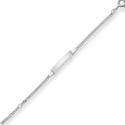 2,4mm Id-Armband Panzerkette Schildband aus 925 Silber rhodiniert 14cm