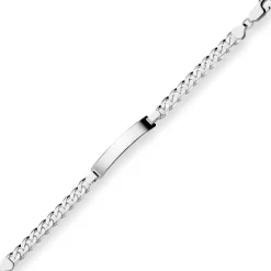 7,5mm Id-Armband Panzerkette Schildband aus 925 Silber rhodiniert 21cm