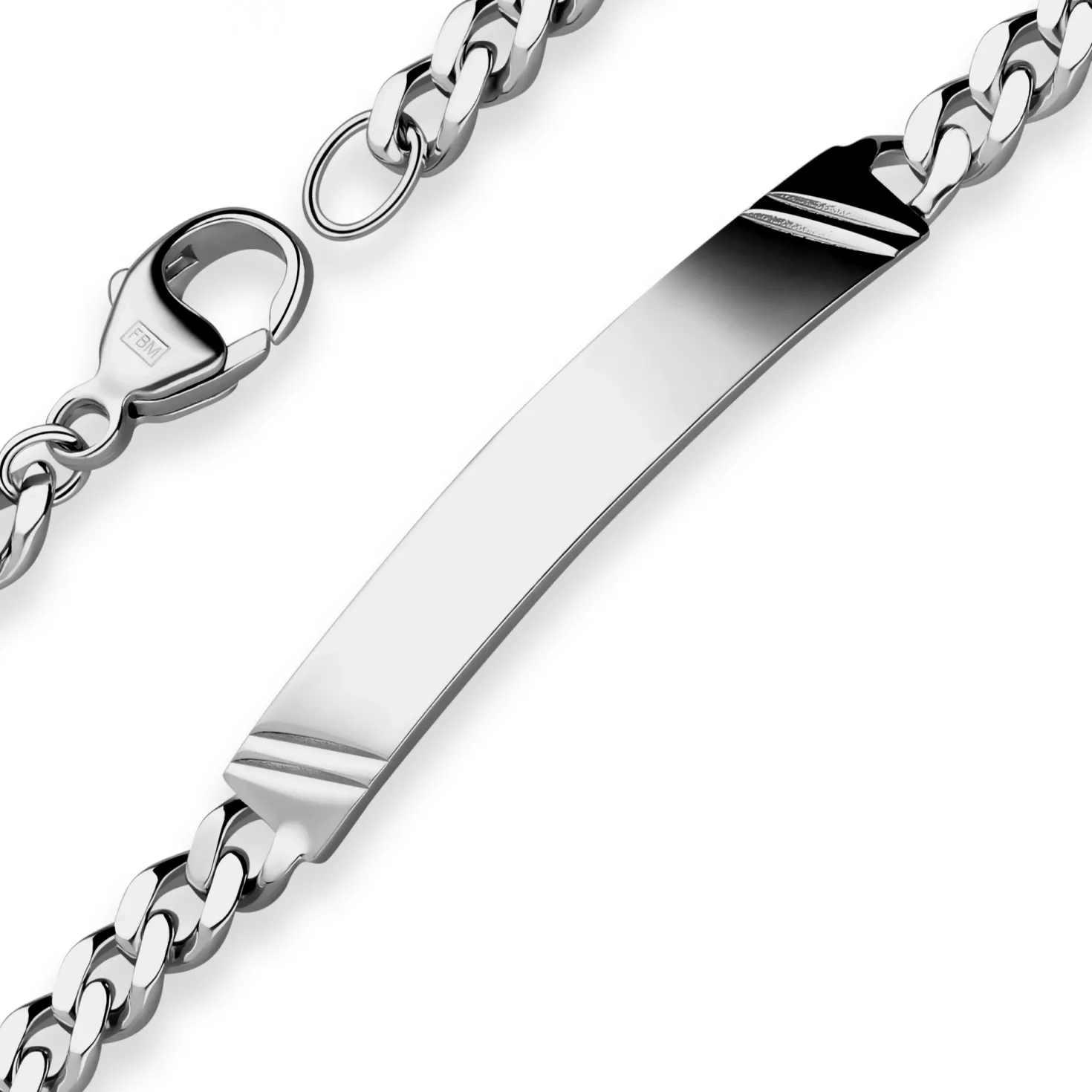 4,6mm Id-Armband Panzerkette Schildband aus 925 Silber rhodiniert 19cm
