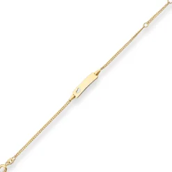 1,7mm Id-Armband Panzerkette Schildband, Herz aus 585 Gold Gelbgold 14cm