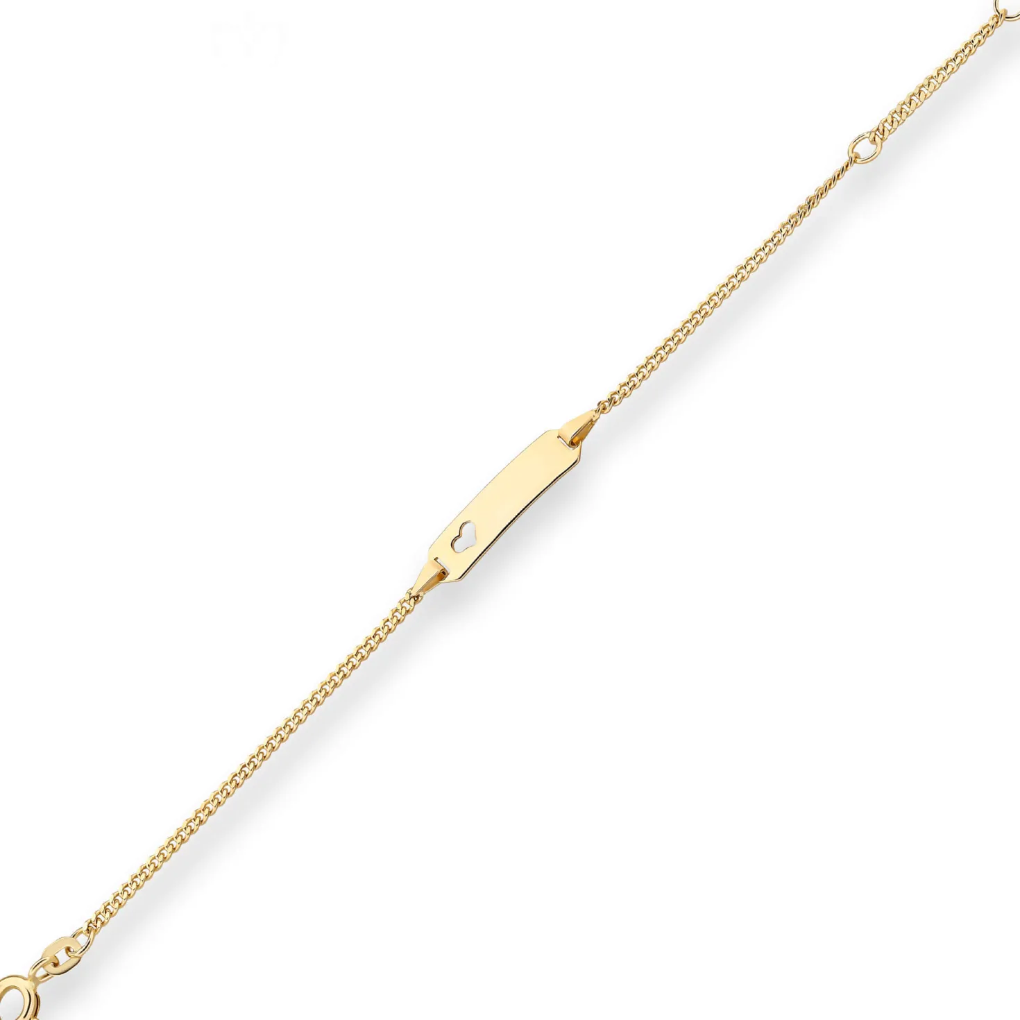 1,7mm Id-Armband Panzerkette Schildband, Herz aus 375 Gold Gelbgold 14cm