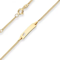 1,7mm Id-Armband Panzerkette Schildband, Herz aus 375 Gold Gelbgold 14cm