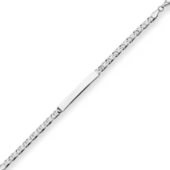 5,4mm Id-Armband Tigeraugenkette Armschmuck aus 925 Silber rhodiniert 19cm
