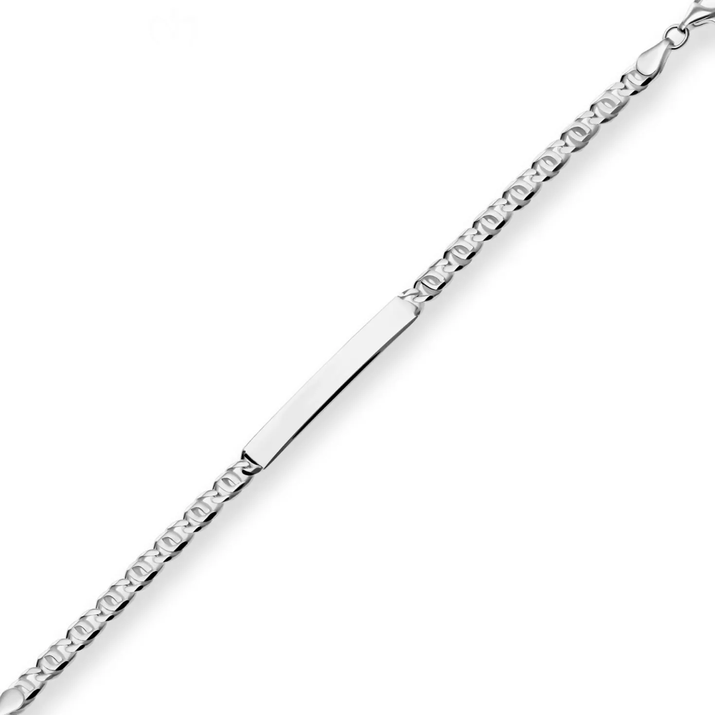 5,4mm Id-Armband Tigeraugenkette Armschmuck aus 925 Silber rhodiniert 19cm