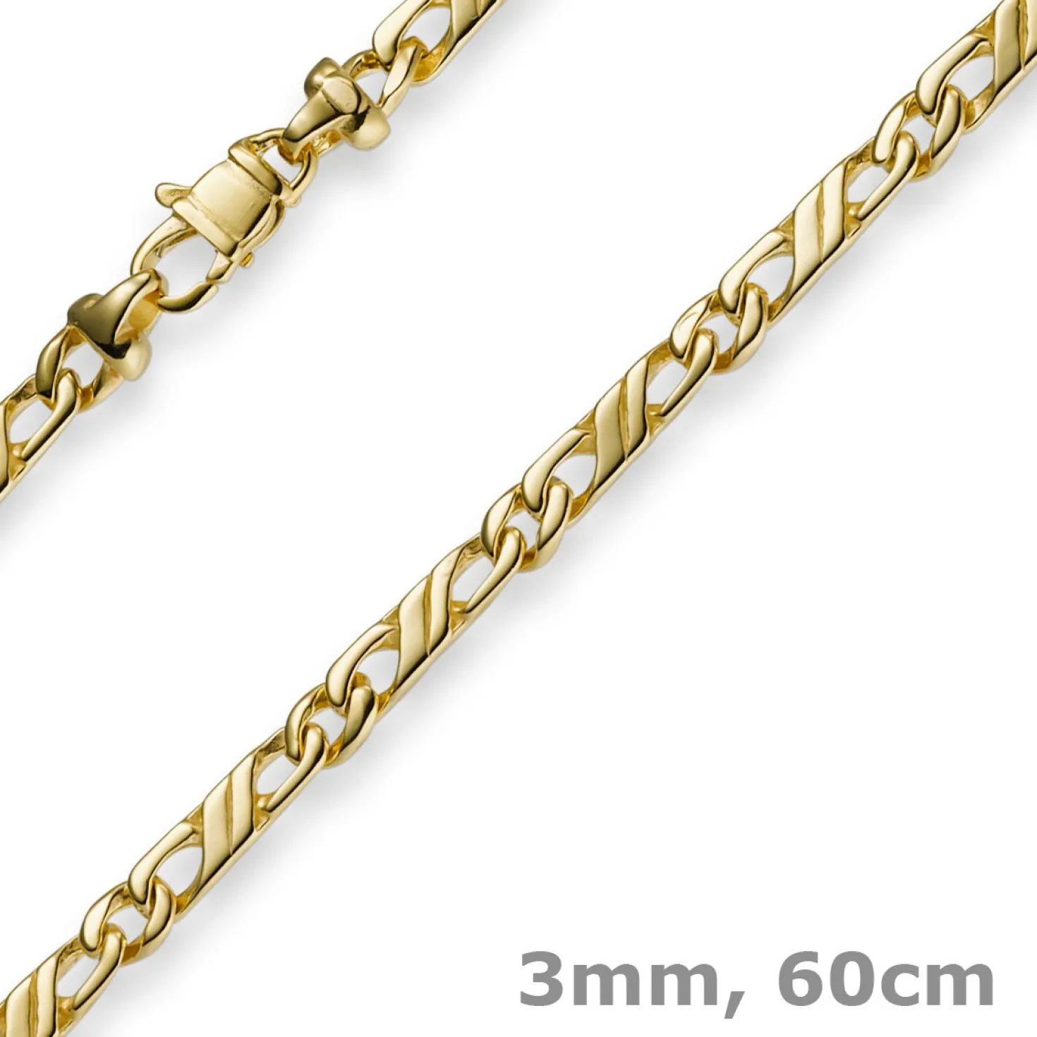 3mm Jeukette Kette Collier Halskette, 585 Gold Gelbgold massiv, 60cm