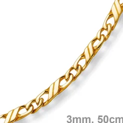 3mm Jeukette Kette Collier Halskette, 585 Gold Gelbgold massiv, 50cm