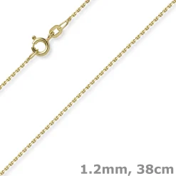1,2mm Kette Ankerkette Collier aus 750 Gold Gelbgold diamantiert 38cm
