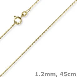 1,2mm Kette Ankerkette Collier aus 585 Gold Gelbgold diamantiert 45cm