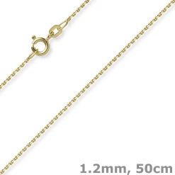 1,2mm Kette Ankerkette Collier aus 585 Gold Gelbgold diamantiert 50cm