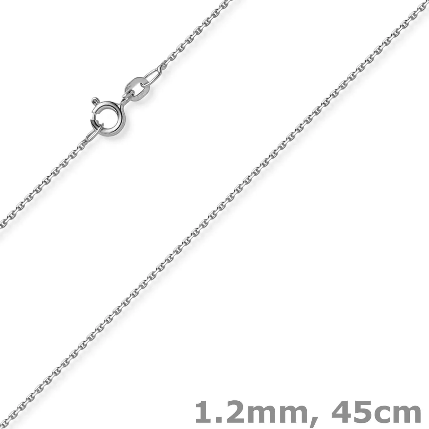 1,2mm Kette Ankerkette Collier aus 750 Gold Weißgold diamantiert 45cm
