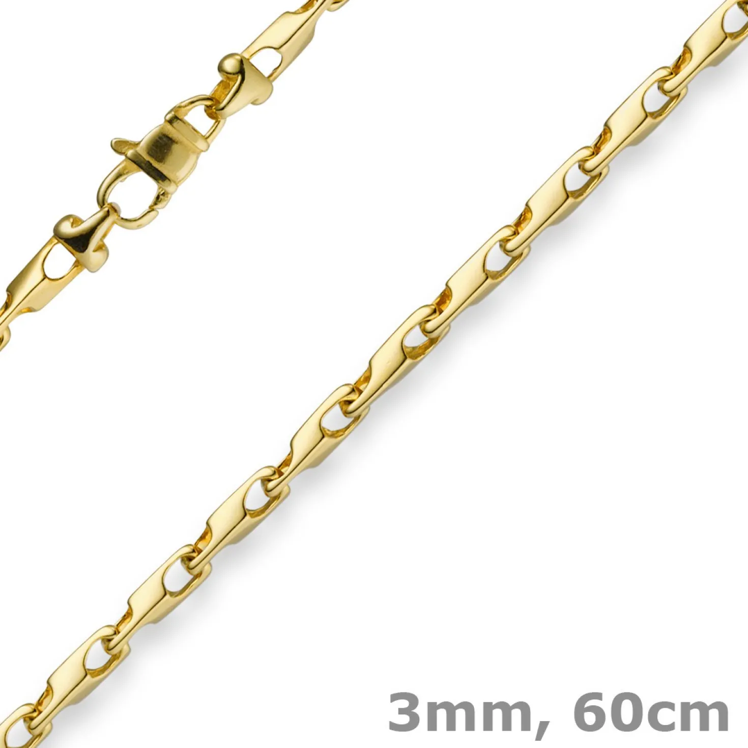 3mm Kette Collier Alainkette aus 585 Gold Gelbgold, 60cm, Unisex